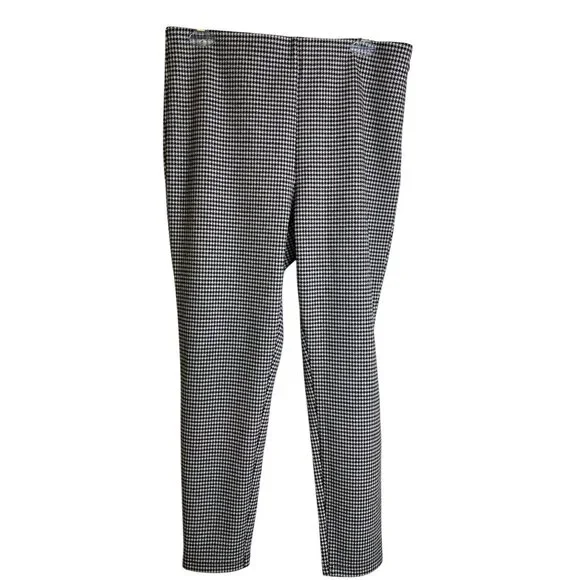 Ann Taylor Black & White Houndstooth High-Waist Pants With Side Zipper Size LP - Picture 1 of 9